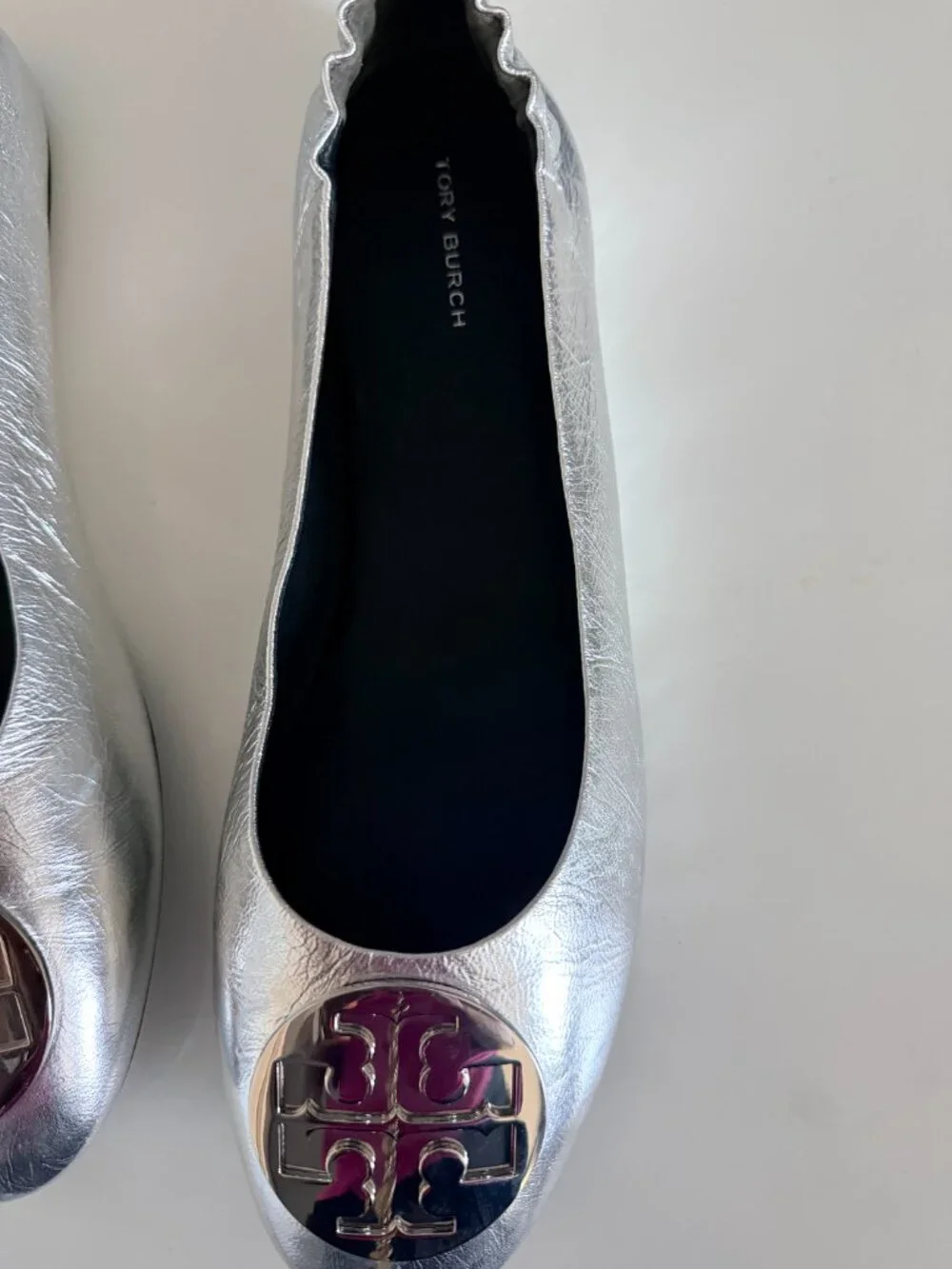 Tory Burch Silver Flats – Brand New, Never Worn, US Size 10.5